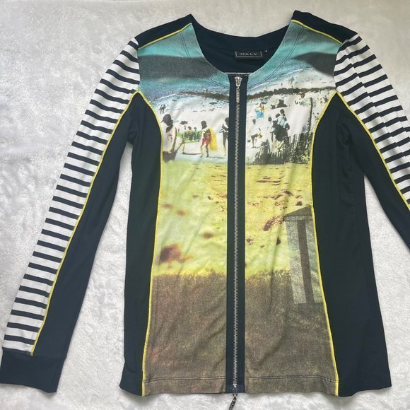 ORLY Women's Beach Print Full Front Zipper Viscose Blend Lightweight Jacket M - Picture 9 of 13
